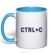 Mug with a colored handle Сtrl+C sky-blue фото