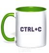 Mug with a colored handle Сtrl+C kelly-green фото