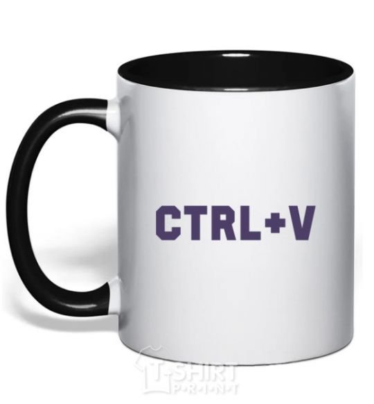 Mug with a colored handle Сtrl+V black фото