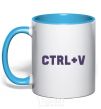 Mug with a colored handle Сtrl+V sky-blue фото