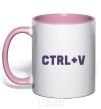 Mug with a colored handle Сtrl+V light-pink фото