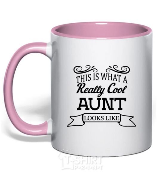 Mug with a colored handle This is what a really cool aunt looks like light-pink фото