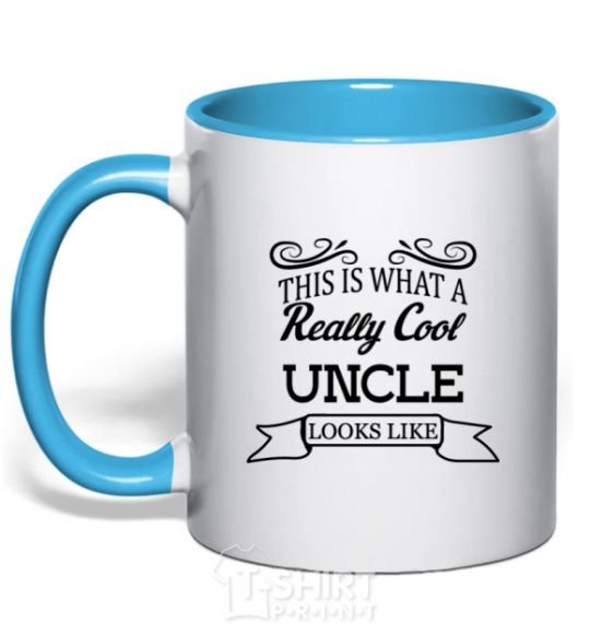 Mug with a colored handle This is what a really cool ancle looks like sky-blue фото