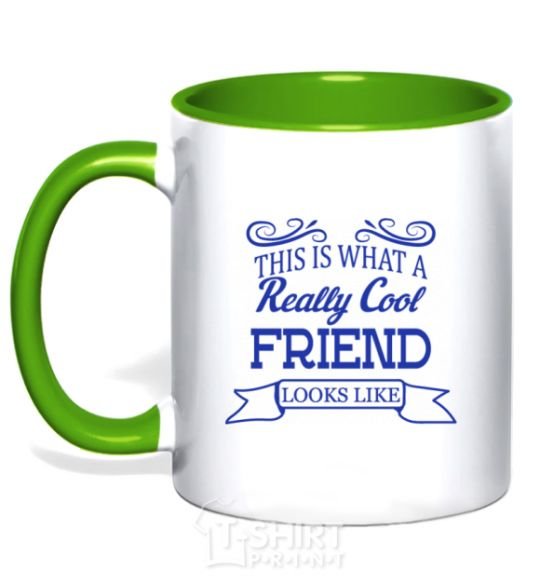 Mug with a colored handle This is what a really cool friend looks like kelly-green фото
