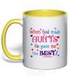 Mug with a colored handle When God made AUNTS He gave me the BEST yellow фото