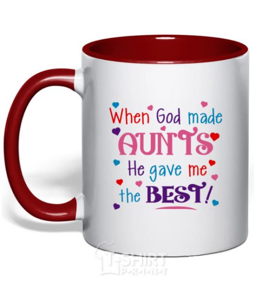 Mug with a colored handle When God made AUNTS He gave me the BEST red фото