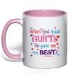 Mug with a colored handle When God made AUNTS He gave me the BEST light-pink фото