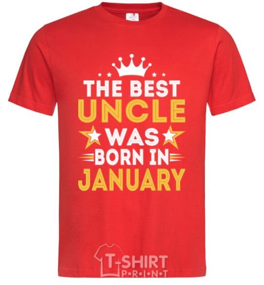 Мужская футболка The best uncle was born in Jenuary Красный фото