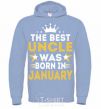 Men`s hoodie The best uncle was born in Jenuary sky-blue фото