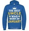 Мужская толстовка (худи) The best uncle was born in Jenuary Сине-зеленый фото