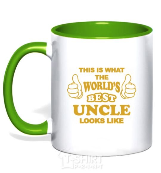 Чашка с цветной ручкой This is the worlds best uncle looks like Зеленый фото