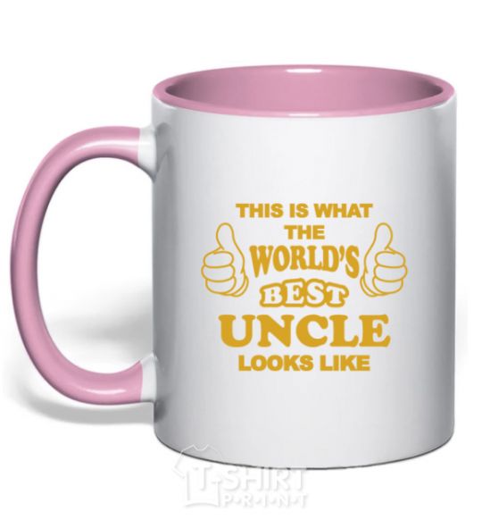 Mug with a colored handle This is the worlds best uncle looks like light-pink фото