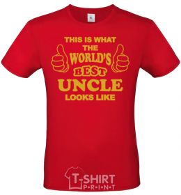 Men's T-Shirt This is the worlds best uncle looks like red фото