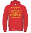 Men`s hoodie This is the worlds best uncle looks like bright-red фото