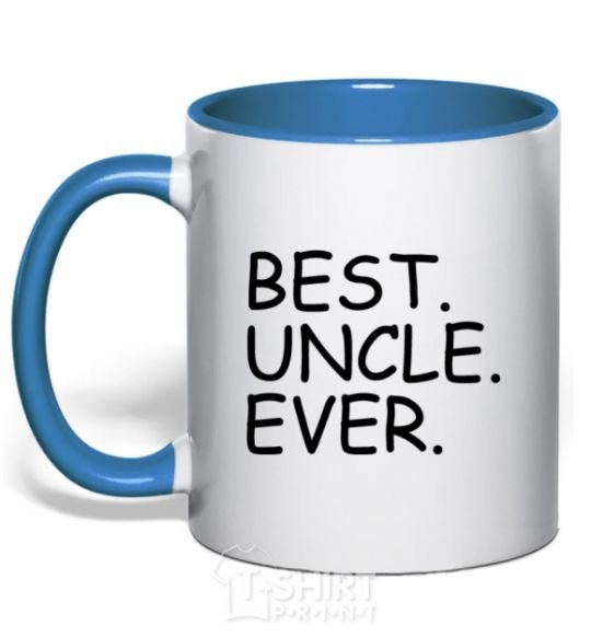 Mug with a colored handle Best uncle ever royal-blue фото