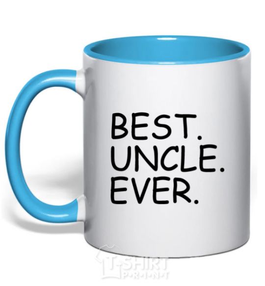 Mug with a colored handle Best uncle ever sky-blue фото