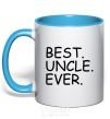 Mug with a colored handle Best uncle ever sky-blue фото