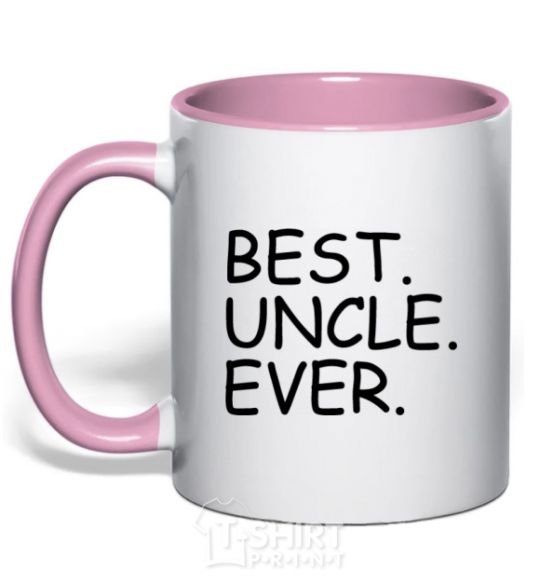 Mug with a colored handle Best uncle ever light-pink фото