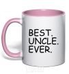 Mug with a colored handle Best uncle ever light-pink фото