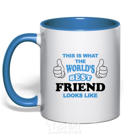 Mug with a colored handle This is the worlds best friend looks like royal-blue фото