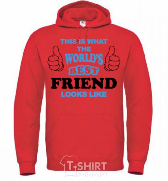Men`s hoodie This is the worlds best friend looks like bright-red фото