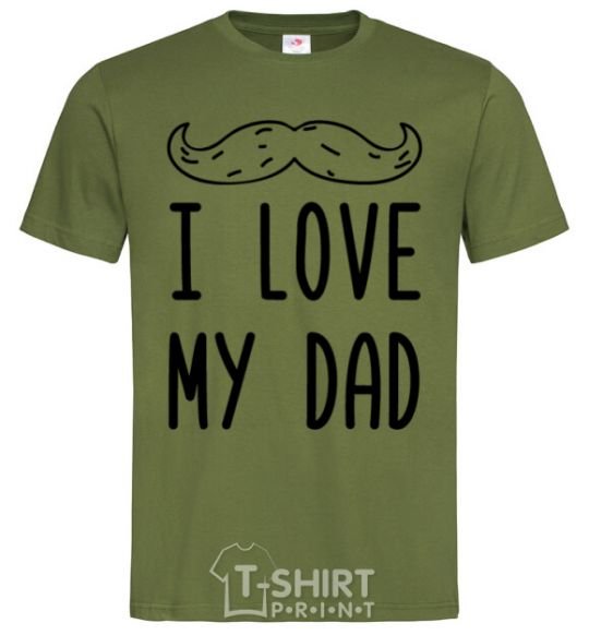 Мужская футболка I love my DAD надпись Оливковый фото