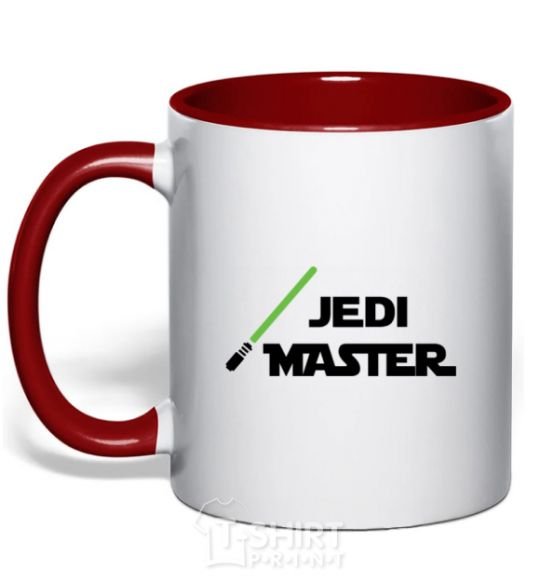 Mug with a colored handle Jedi Master red фото