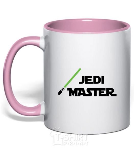 Mug with a colored handle Jedi Master light-pink фото