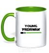 Mug with a colored handle Young Padawan kelly-green фото