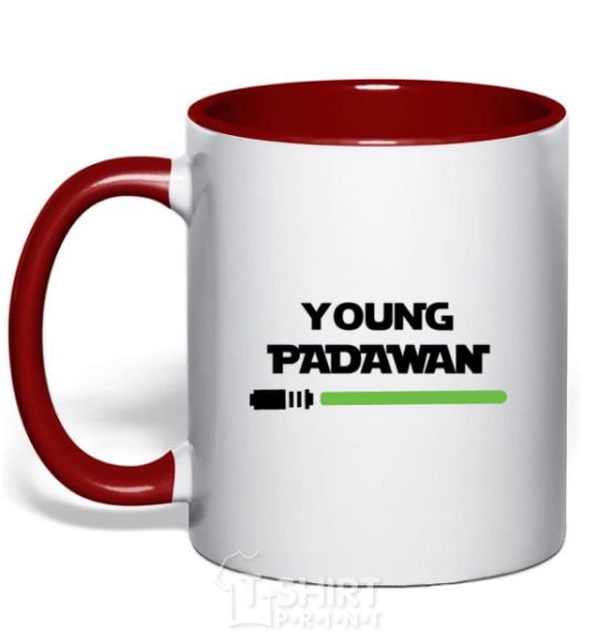 Mug with a colored handle Young Padawan red фото