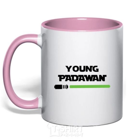 Mug with a colored handle Young Padawan light-pink фото