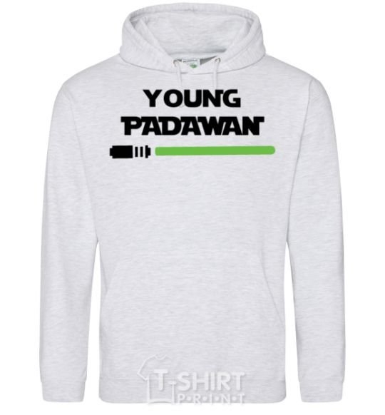 Мужская толстовка (худи) Young Padawan Серый меланж фото