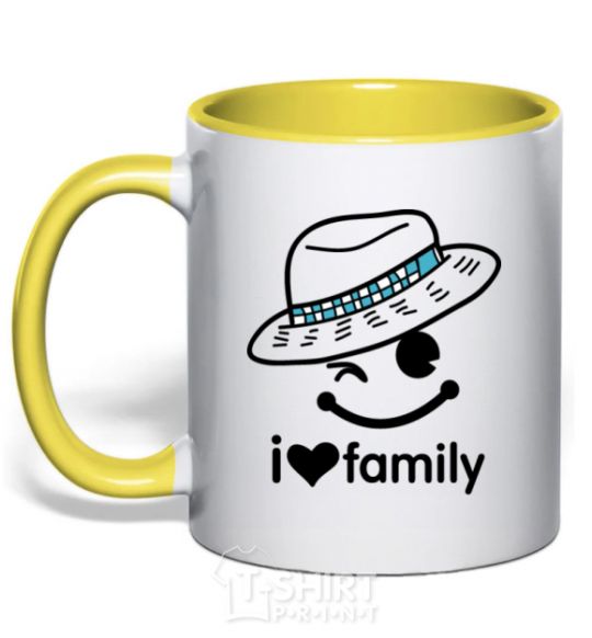 Чашка с цветной ручкой I Love my family_DAD Солнечно желтый фото