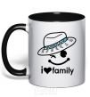 Mug with a colored handle I Love my family_DAD black фото