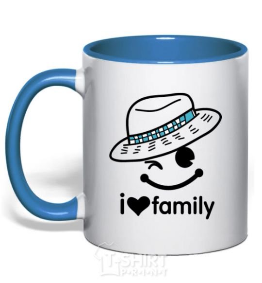 Чашка с цветной ручкой I Love my family_DAD Ярко-синий фото