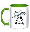 Mug with a colored handle I Love my family_DAD kelly-green фото