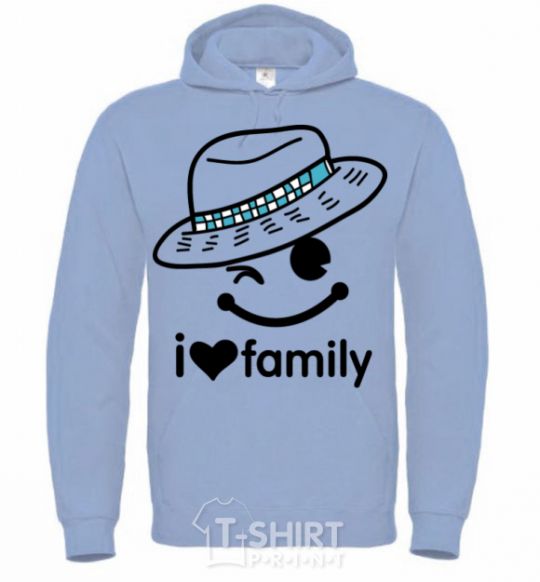 Men`s hoodie I Love my family_DAD sky-blue фото