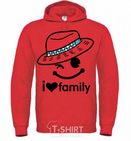 Men`s hoodie I Love my family_DAD bright-red фото