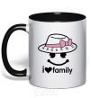 Mug with a colored handle I Love my family_MOM black фото
