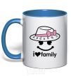 Mug with a colored handle I Love my family_MOM royal-blue фото