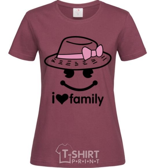 Женская футболка I Love my family_MOM Бордовый фото