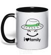 Mug with a colored handle I Love my family_Kid black фото