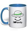 Mug with a colored handle I Love my family_Kid royal-blue фото