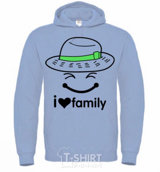 Men`s hoodie I Love my family_Kid sky-blue фото