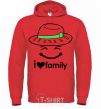 Men`s hoodie I Love my family_Kid bright-red фото