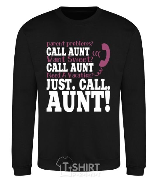 Свитшот Just call aunt Черный фото