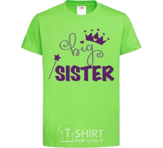 Детская футболка Big sister фиолетовая надпись Лаймовый фото