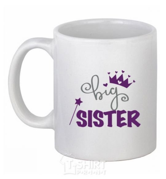 Ceramic mug Big sister purple lettering White фото