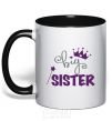 Mug with a colored handle Big sister purple lettering black фото