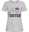 Women's T-shirt Big sister purple lettering grey фото